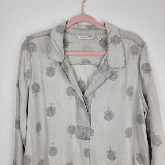 Soft Surroundings Paisley Park Lyocell Peacock Tunic Dress Gray XL - Picture 3 of 7